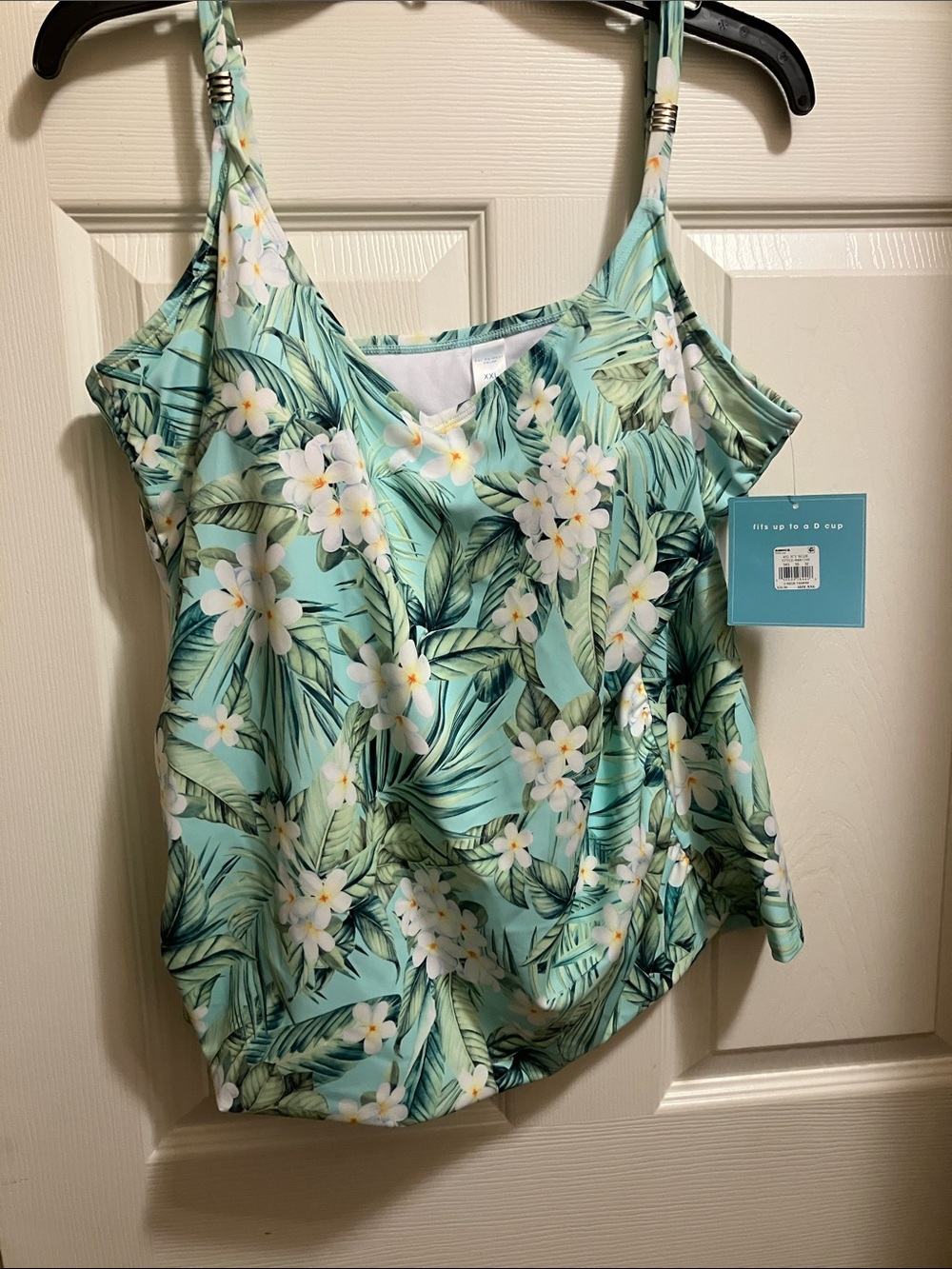 Floral Mint Green Swim Cami with Adjustable Straps